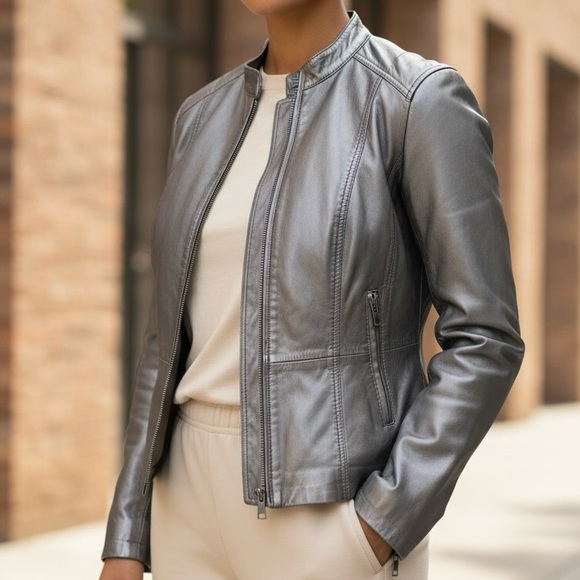 Gucci Jackets & Blazers - Sigrid Olsen Genuine Lamb Leather Platinum Jacket sz.S